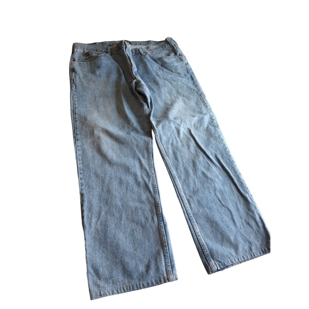 Vintage Lee Regular Fit Straight Leg Jeans Mens 42X28 Blue Light Wash Denim